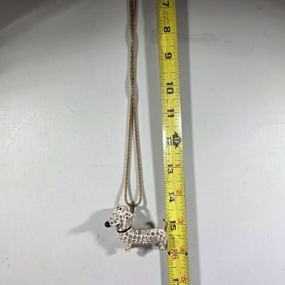 Betsey johnson necklace Gold-Tone Dog Pendant Crystal Accents reversible - Picture 7 of 8